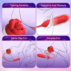 Rose Toy Vibrator Sex Toys for Women -  Big Mouth Tongue Licking Vibrators for Clitoral Nipple Pleasure, Thrusting Dildo for G Spot Anal Stimulation, Sexy Lips Adult Toys for Female Couples