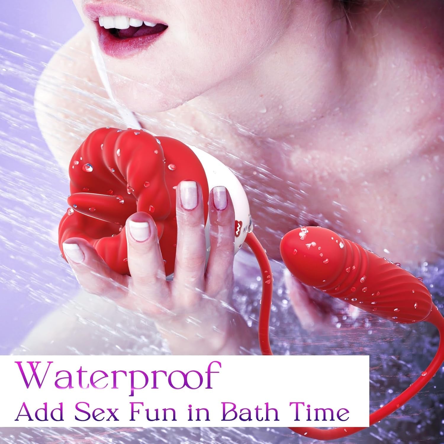 Rose Toy Vibrator Sex Toys for Women -  Big Mouth Tongue Licking Vibrators for Clitoral Nipple Pleasure, Thrusting Dildo for G Spot Anal Stimulation, Sexy Lips Adult Toys for Female Couples