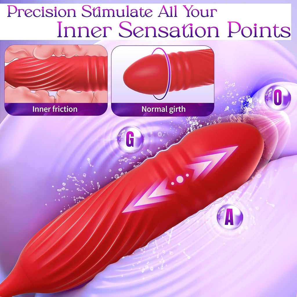 Rose Toy Vibrator Sex Toys for Women -  Big Mouth Tongue Licking Vibrators for Clitoral Nipple Pleasure, Thrusting Dildo for G Spot Anal Stimulation, Sexy Lips Adult Toys for Female Couples